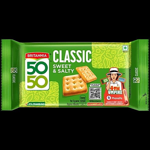 Britannia 50-50 Sweet & Salty Biscuits, 2x200 g Multipack